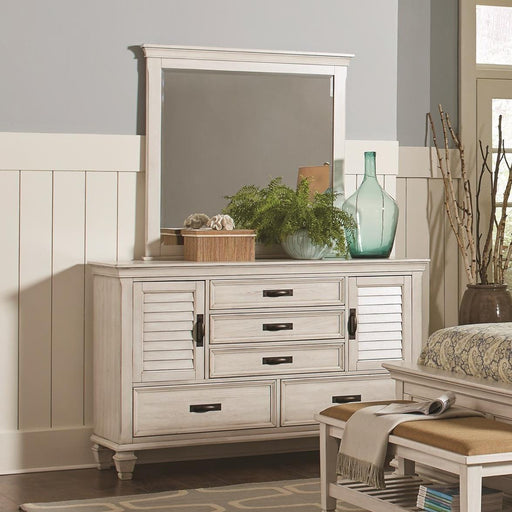  Coaster Furniture Franco 205334 Dresser Mirror - Distressed White IMAGE 2