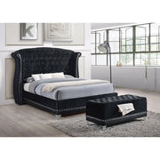  Coaster Furniture Barzini 300644 Velvet Upholstered Tufted Storage Bench - Black IMAGE 2