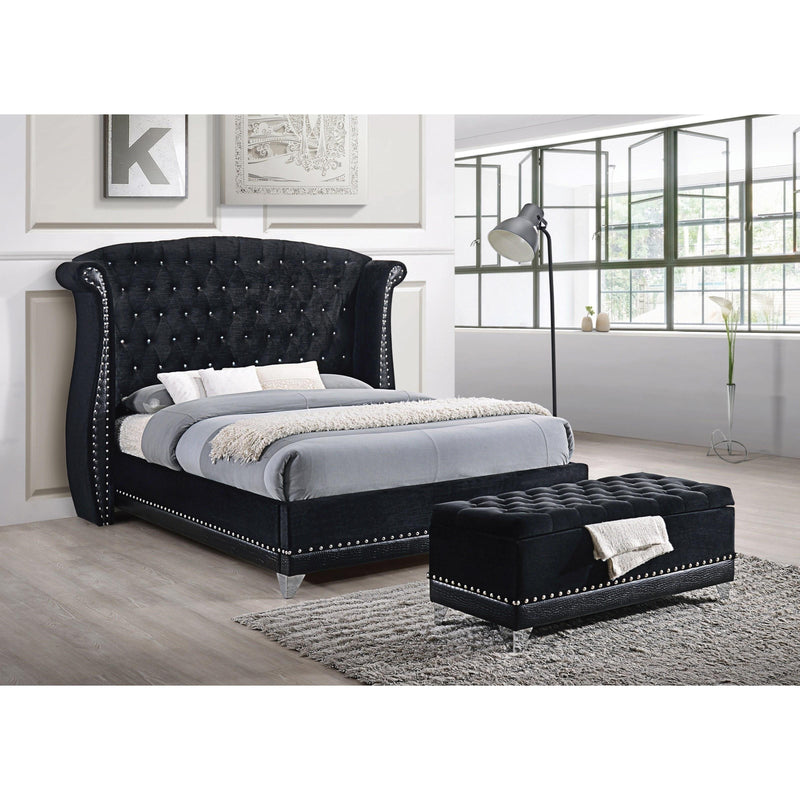  Coaster Furniture Barzini 300644 Velvet Upholstered Tufted Storage Bench - Black IMAGE 2