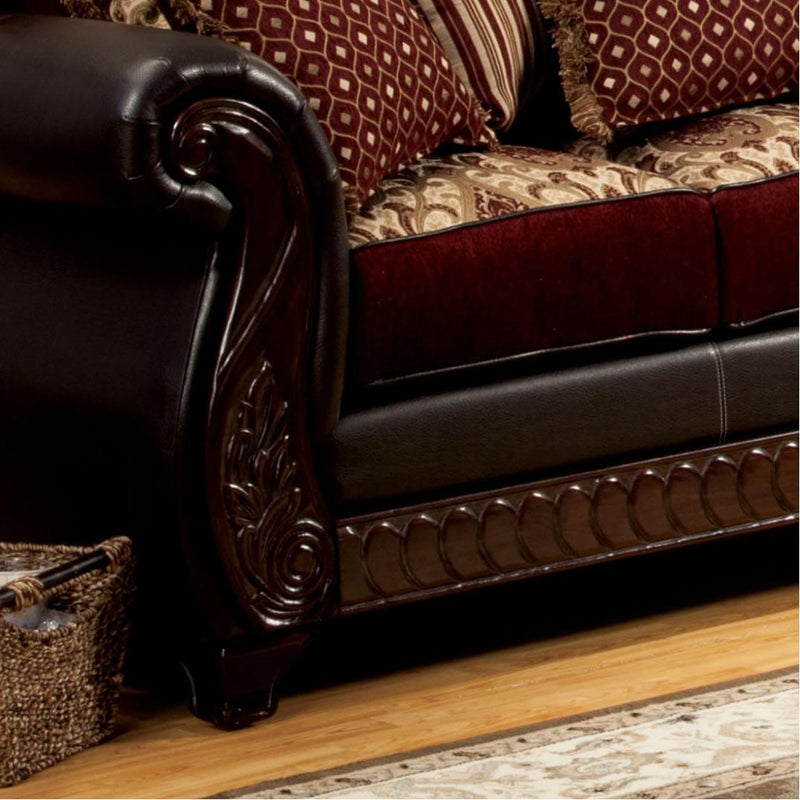 Furniture of America Franklin Stationary Fabric and Faux Leather Loveseat SM6106N-LV IMAGE 2