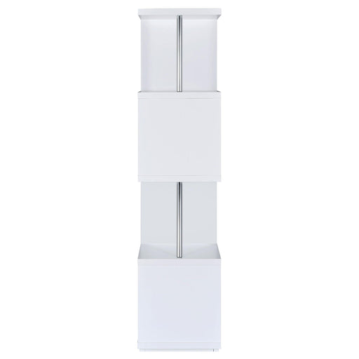  Coaster Furniture Baxter 801418 67-inch 4-shelf Bookshelf - White and Chrome IMAGE 2