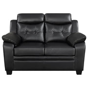  Coaster Furniture Finley 506552 Upholstered Padded Arm Tufted Loveseat - Black IMAGE 2