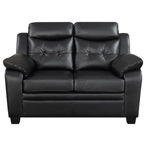  Coaster Furniture Finley 506552 Upholstered Padded Arm Tufted Loveseat - Black IMAGE 2