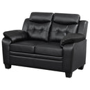  Coaster Furniture Finley 506552 Upholstered Padded Arm Tufted Loveseat - Black IMAGE 3