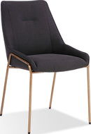 Sunrise - Cyrus Fabric Upholstered Dining Chair (Set of 2) - Coal And Brushed Bronze Metal