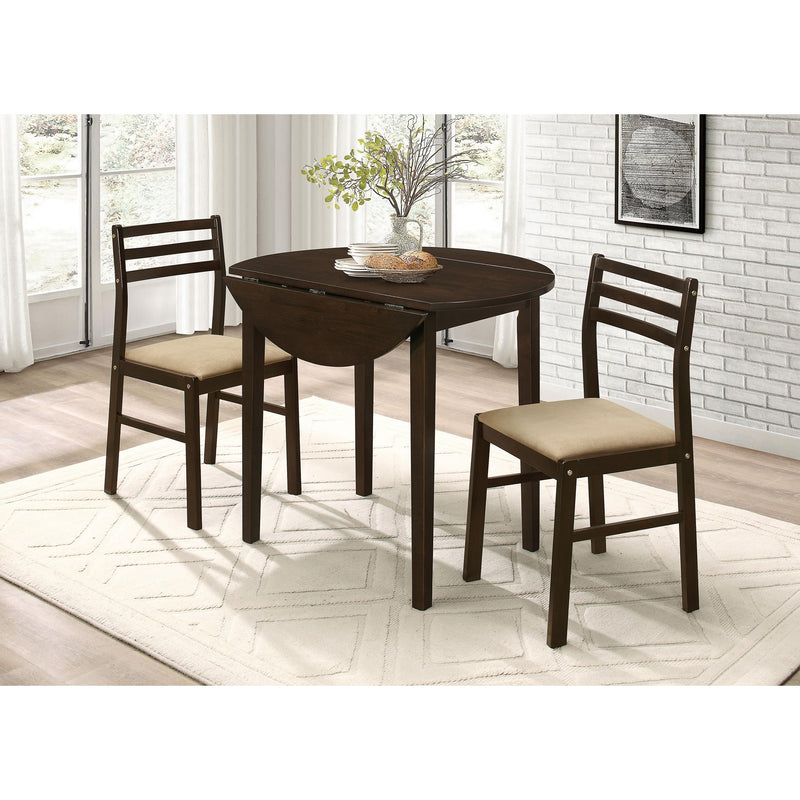 Coaster Furniture Bucknell 130005 3-piece Round Drop Leaf Dining Table Set - Cappuccino IMAGE 13