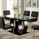  Furniture of America Square Lodia Dining Table with Glass Top and Pedestal Base CM3825BK-T-TABLE IMAGE 1
