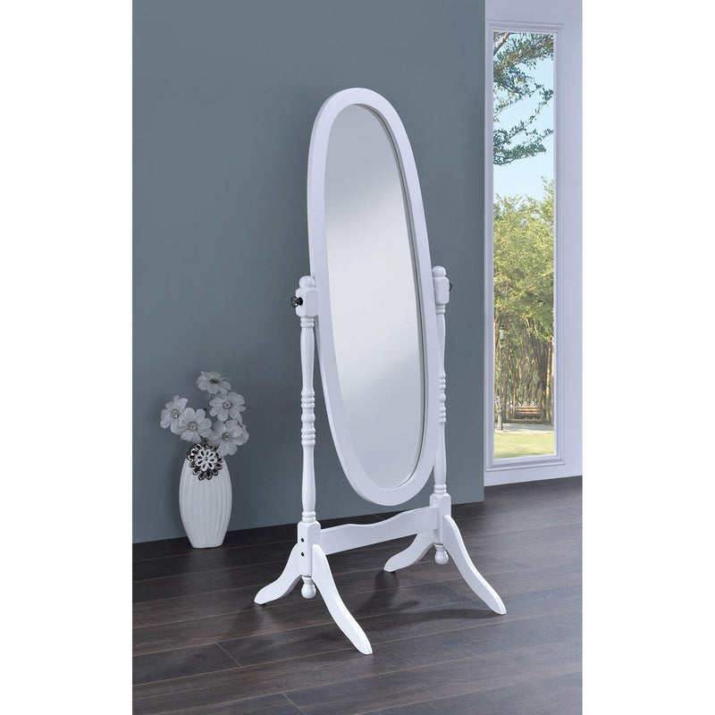  Coaster Furniture Foyet 950802 Wood Adjustable Full Length Cheval Mirror - White IMAGE 5