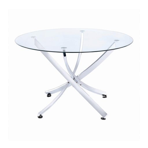 Coaster Furniture Round Beckham Dining Table with Glass Top and Pedestal Base 106440 IMAGE 1
