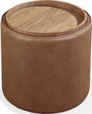 Yeal - Leather Upholstered Storage Table With Wooden Top