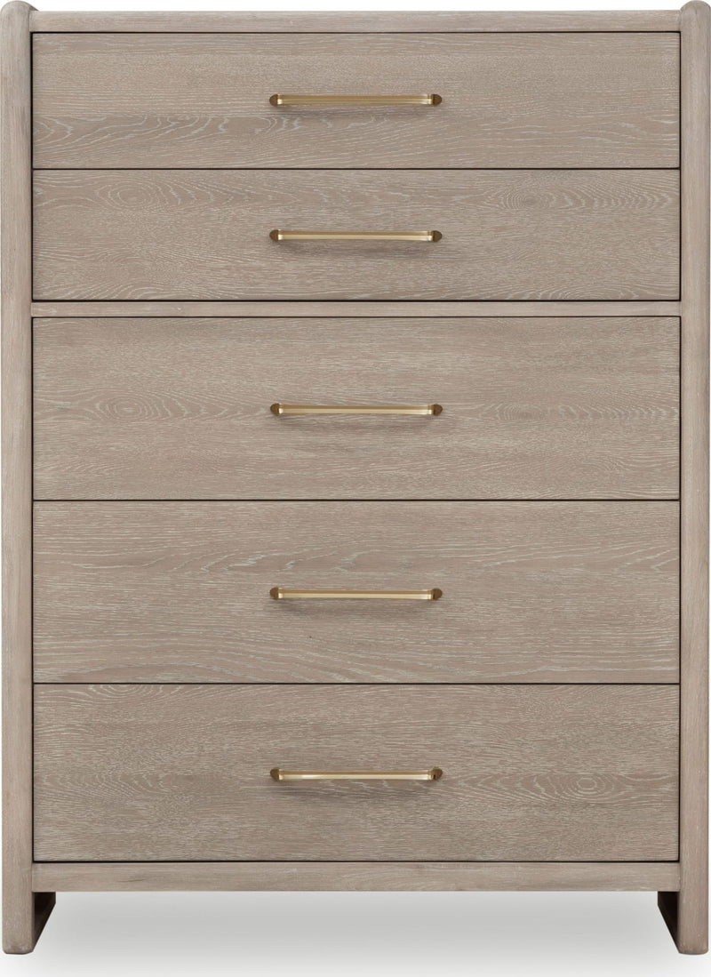 Gardenia - Five Drawer Oak Wood Chest - Chai