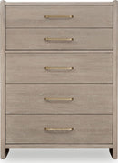 Gardenia - Five Drawer Oak Wood Chest - Chai