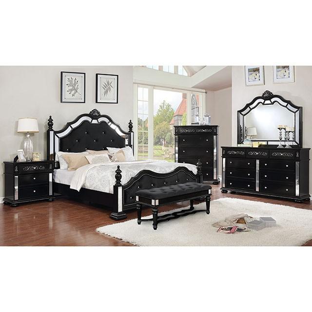 Furniture of America Azha California King Upholstered Poster Bed CM7194BK-CK-BED IMAGE 2