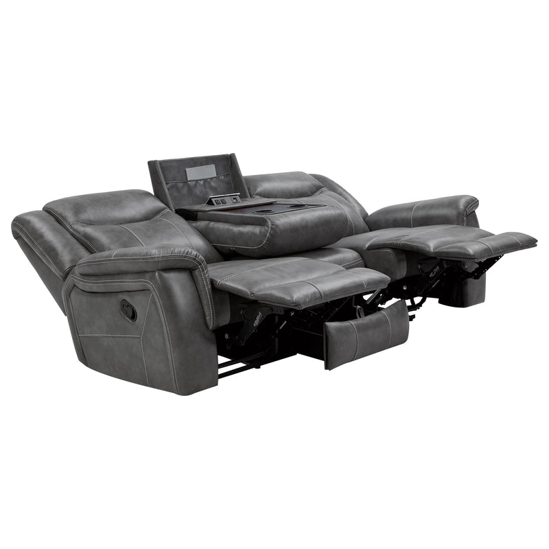  Coaster Furniture Conrad 650354 Upholstered Padded Arm Motion Sofa - Grey IMAGE 2