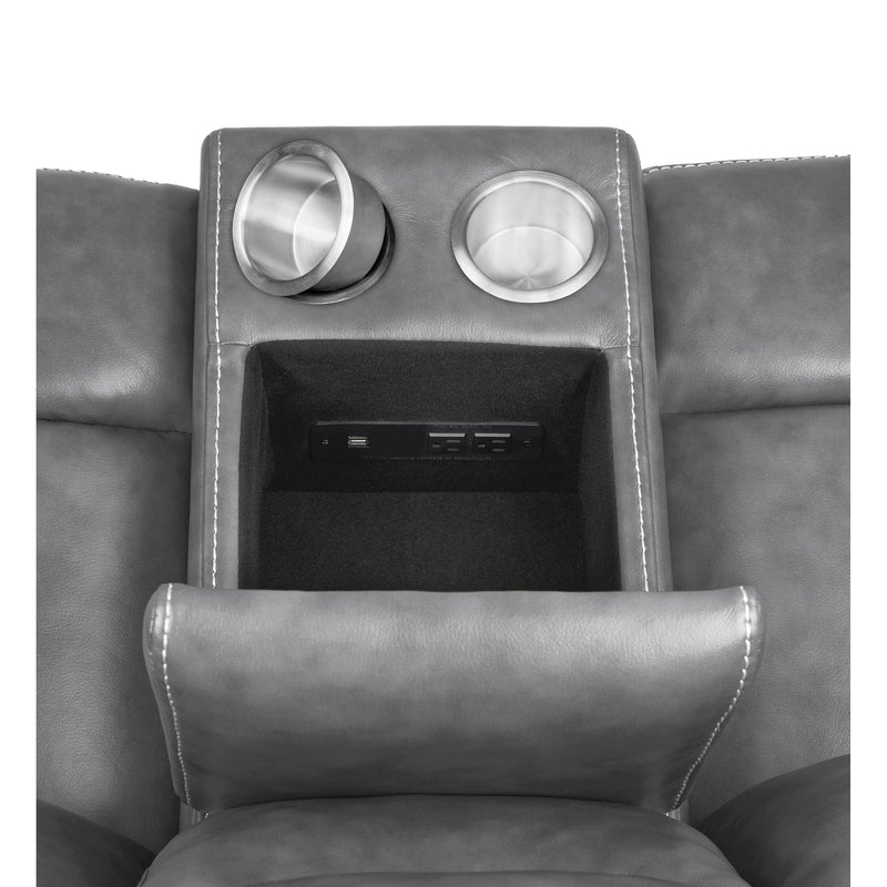  Coaster Furniture Conrad 650355 Upholstered Padded Arm Glider Loveseat - Grey IMAGE 11
