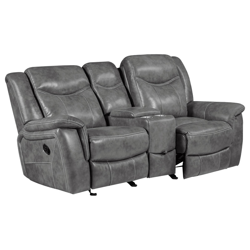  Coaster Furniture Conrad 650355 Upholstered Padded Arm Glider Loveseat - Grey IMAGE 2