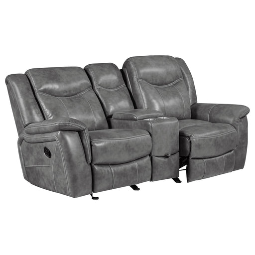  Coaster Furniture Conrad 650355 Upholstered Padded Arm Glider Loveseat - Grey IMAGE 2