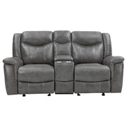  Coaster Furniture Conrad 650355 Upholstered Padded Arm Glider Loveseat - Grey IMAGE 5