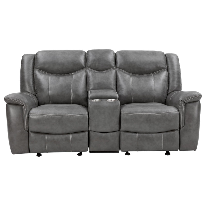 Coaster Furniture Conrad 650355 Upholstered Padded Arm Glider Loveseat - Grey IMAGE 5