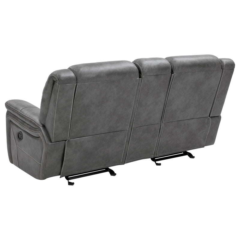  Coaster Furniture Conrad 650355 Upholstered Padded Arm Glider Loveseat - Grey IMAGE 6