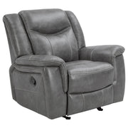  Coaster Furniture Conrad 650356 Upholstered Padded Arm Glider Recliner - Grey IMAGE 1