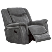  Coaster Furniture Conrad 650356 Upholstered Padded Arm Glider Recliner - Grey IMAGE 2