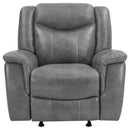  Coaster Furniture Conrad 650356 Upholstered Padded Arm Glider Recliner - Grey IMAGE 5