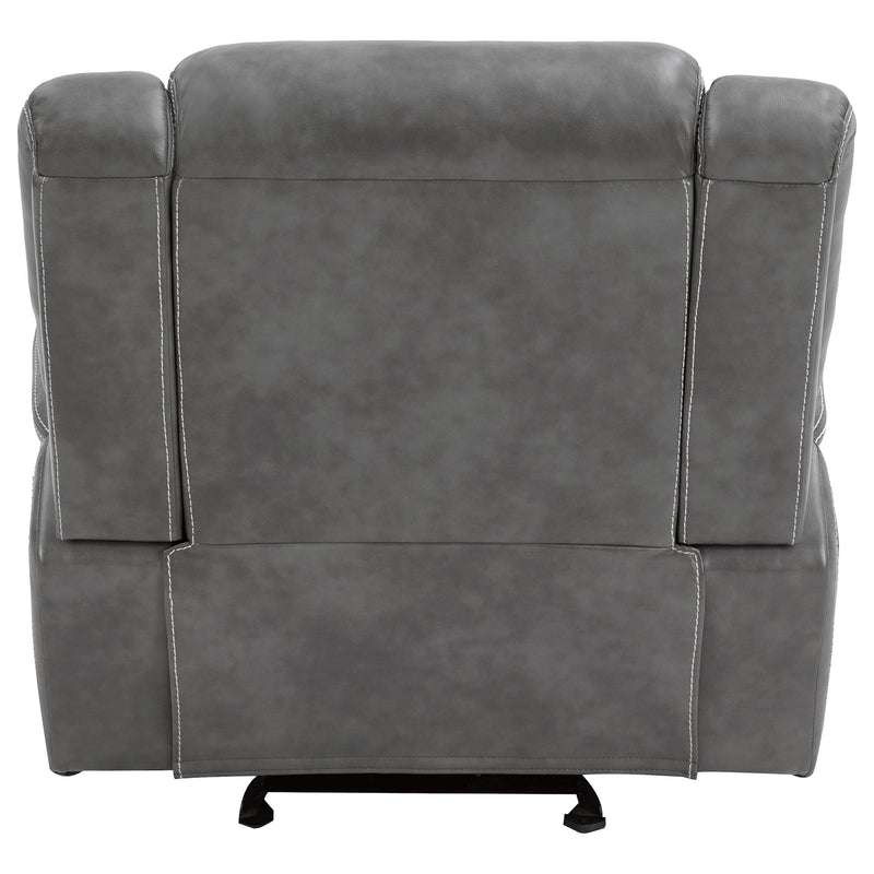  Coaster Furniture Conrad 650356 Upholstered Padded Arm Glider Recliner - Grey IMAGE 7