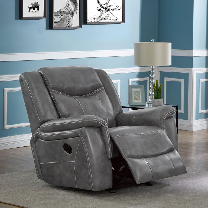  Coaster Furniture Conrad 650356 Upholstered Padded Arm Glider Recliner - Grey IMAGE 9