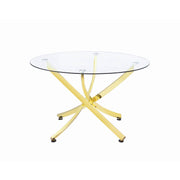  Coaster Furniture Beckham 108441 Round 46-inch Glass Top Dining Table - Brass IMAGE 1