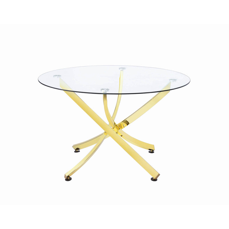  Coaster Furniture Beckham 108441 Round 46-inch Glass Top Dining Table - Brass IMAGE 1