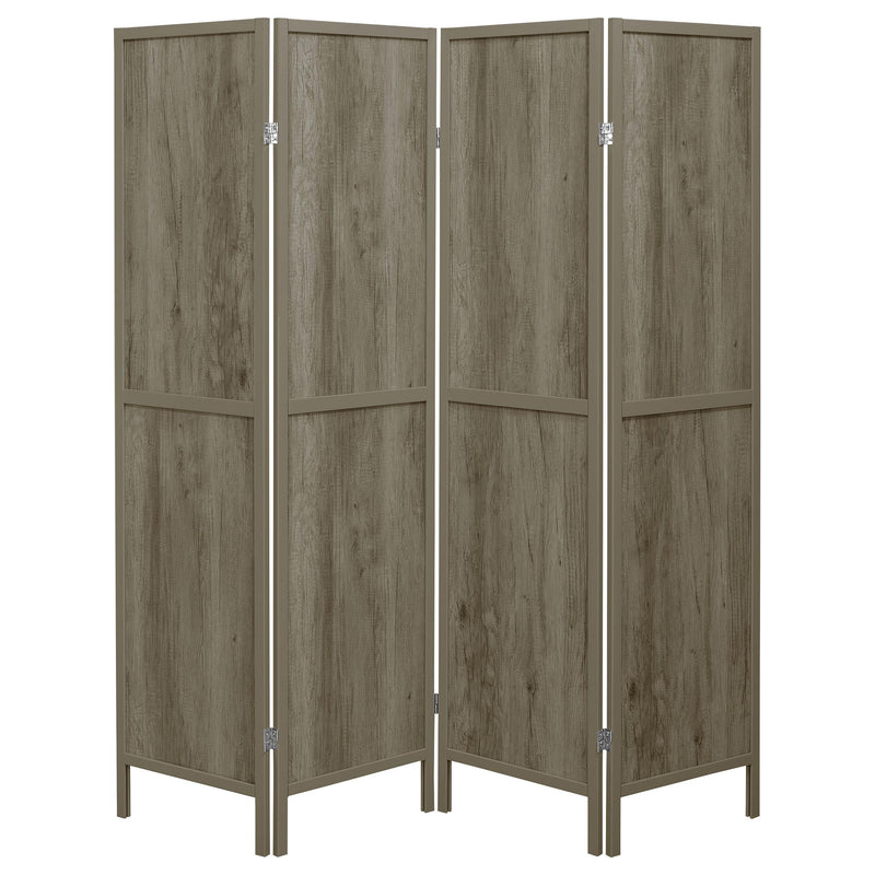 Coaster Furniture Deepika 961415 4-Panel Room Divider Folding Screen - Grey Driftwood IMAGE 2