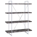  Coaster Furniture Grimma 802613 63-inch 4-shelf Bookshelf - Rustic Grey and Chrome IMAGE 5