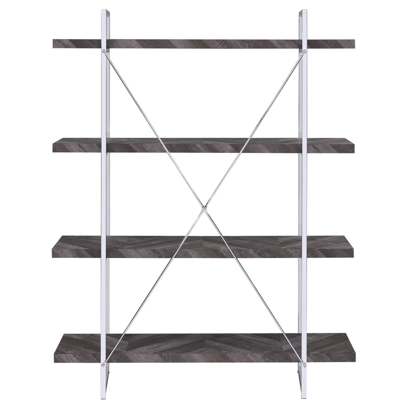  Coaster Furniture Grimma 802613 63-inch 4-shelf Bookshelf - Rustic Grey and Chrome IMAGE 6
