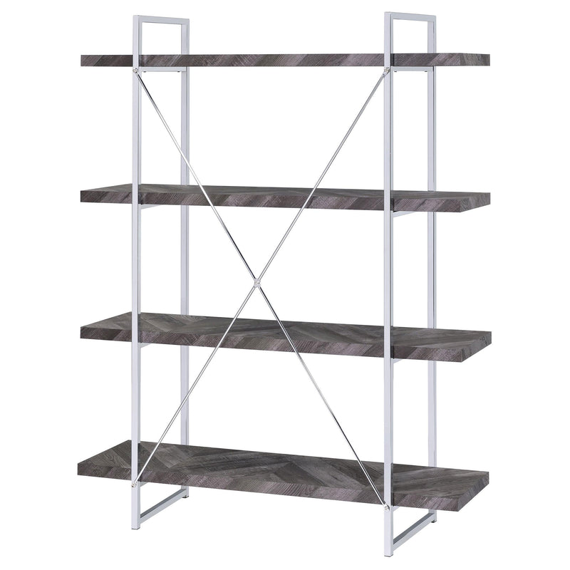  Coaster Furniture Grimma 802613 63-inch 4-shelf Bookshelf - Rustic Grey and Chrome IMAGE 7