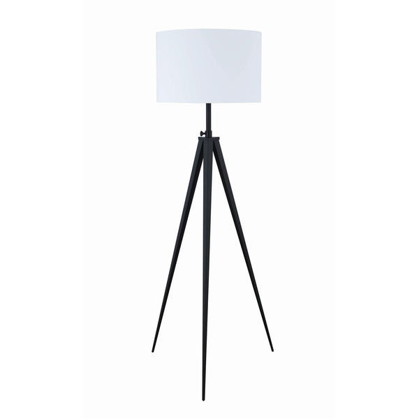  Coaster Furniture Harrington 920074 60-inch Drum Shade Metal Tripod Floor Lamp - Black IMAGE 1