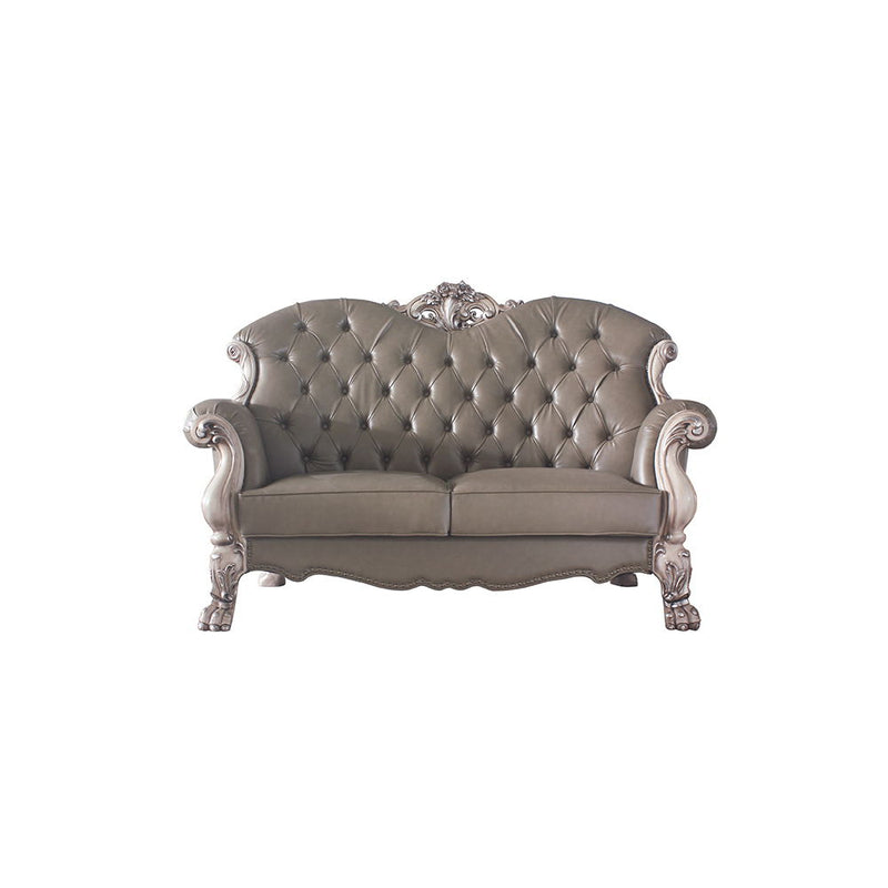 Dresden - Loveseat With 3 Pillows - Synthetic Leather & Vintage Bone White