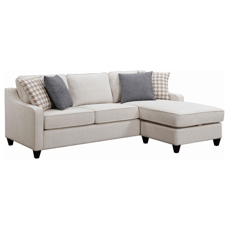  Coaster Furniture Mcloughlin 501840 Upholstered Sloped Arm Sectional Sofa - Platinum IMAGE 1