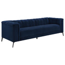  Coaster Furniture Chalet 509211 Upholstered Tuxedo Arm Tufted Sofa - Blue IMAGE 1