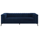  Coaster Furniture Chalet 509211 Upholstered Tuxedo Arm Tufted Sofa - Blue IMAGE 2