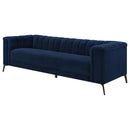  Coaster Furniture Chalet 509211 Upholstered Tuxedo Arm Tufted Sofa - Blue IMAGE 3