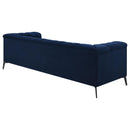  Coaster Furniture Chalet 509211 Upholstered Tuxedo Arm Tufted Sofa - Blue IMAGE 6