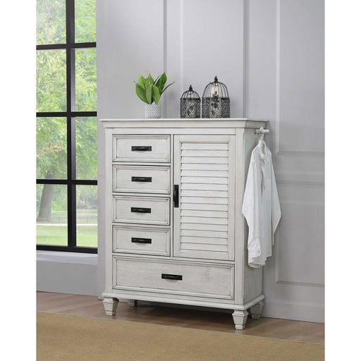  Coaster Furniture Franco 205338 5-Drawer Door Chest - Distressed White IMAGE 2