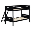  Coaster Furniture Littleton 405051BLK Wood Twin Over Twin Bunk Bed - Black IMAGE 2