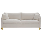  Coaster Furniture Corliss 508821 Upholstered Curved Track Arm Sofa - Beige IMAGE 2