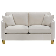  Coaster Furniture Corliss 508822 Upholstered Curved Track Arm Loveseat - Beige IMAGE 2