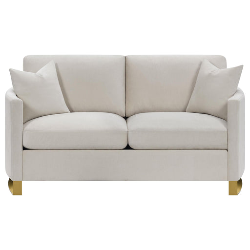  Coaster Furniture Corliss 508822 Upholstered Curved Track Arm Loveseat - Beige IMAGE 2
