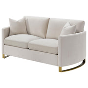  Coaster Furniture Corliss 508822 Upholstered Curved Track Arm Loveseat - Beige IMAGE 3