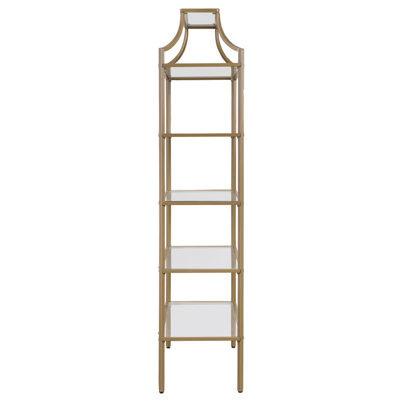 Coaster Furniture Serena 804393 70-inch 5-shelf Glass Bookshelf - Gold IMAGE 8