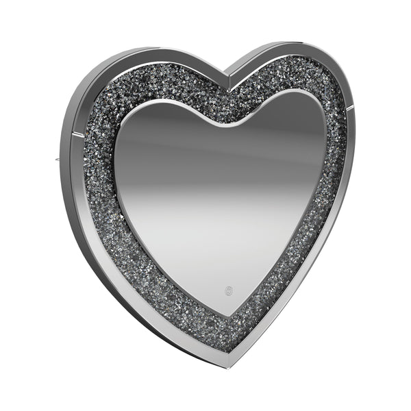  Coaster Furniture Aiko 961535 36 x 30 Inch Heart Shaped LED Light Wall Mirror - Silver IMAGE 1